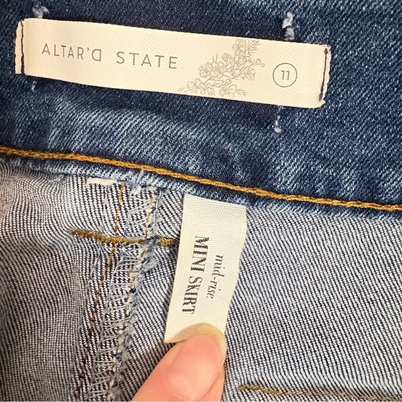 Altard State Jean Skirt Womens Size 11 Mini Denim Blue Pockets 14” Length - Picture 3 of 6